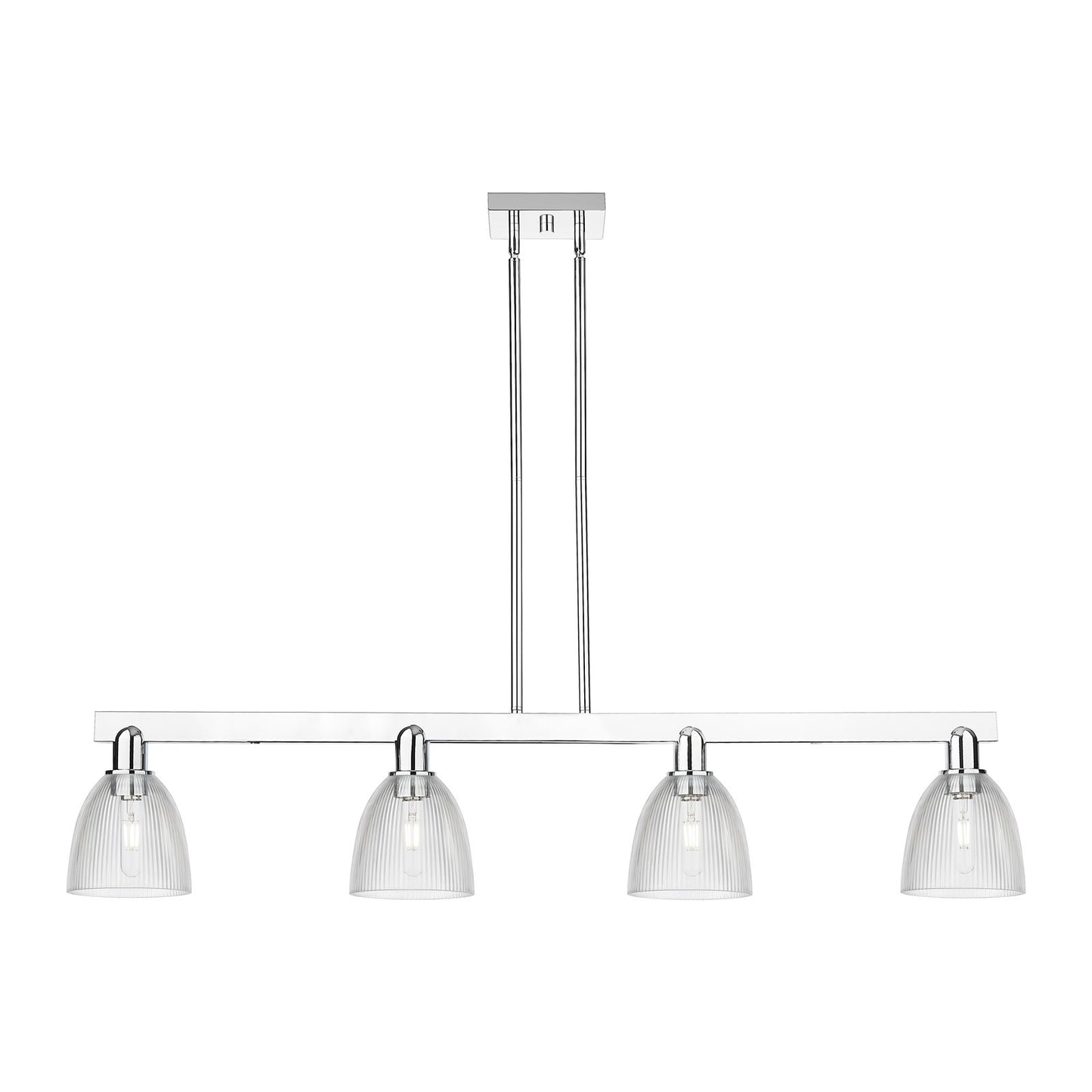 Innovations Castile 49in 4-Light Island Light | Industrial Polished Chrome Steel and Clear Glass | Kitchen Island & Dining Room | Model 716-4I-PC-G382
