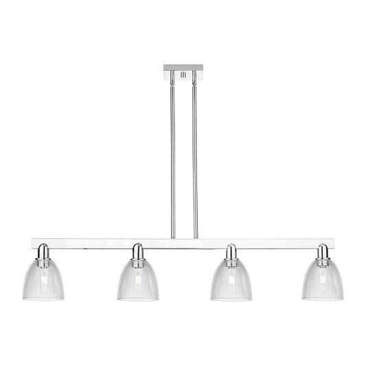 Innovations Castile 49in 4-Light Island Light | Industrial Polished Chrome Steel and Clear Glass | Kitchen Island & Dining Room | Model 716-4I-PC-G382