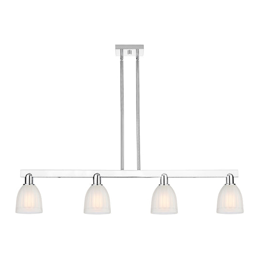 Innovations Brookfield 49in 4-Light Island Light | Industrial Polished Chrome and White Frosted Ribbed Glass | Kitchen Island & | Model 716-4I-PC-G441