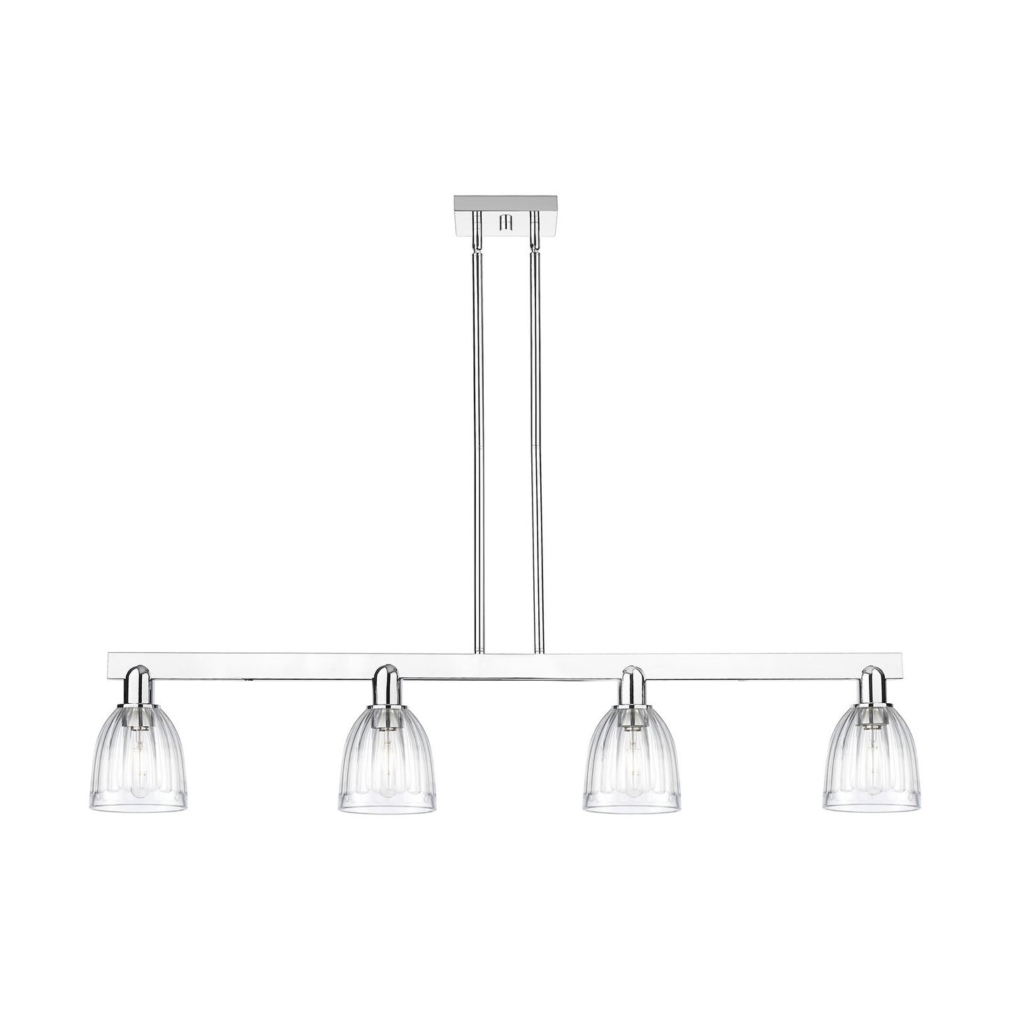 Innovations Brookfield 49in 4-Light Island Light | Industrial Polished Chrome Steel and Clear Ribbed Glass | Kitchen Island & | Model 716-4I-PC-G442