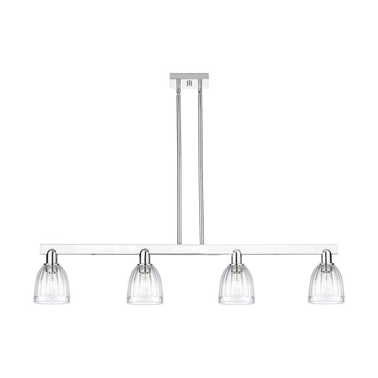 Innovations Brookfield 49in 4-Light Island Light | Industrial Polished Chrome Steel and Clear Ribbed Glass | Kitchen Island & | Model 716-4I-PC-G442