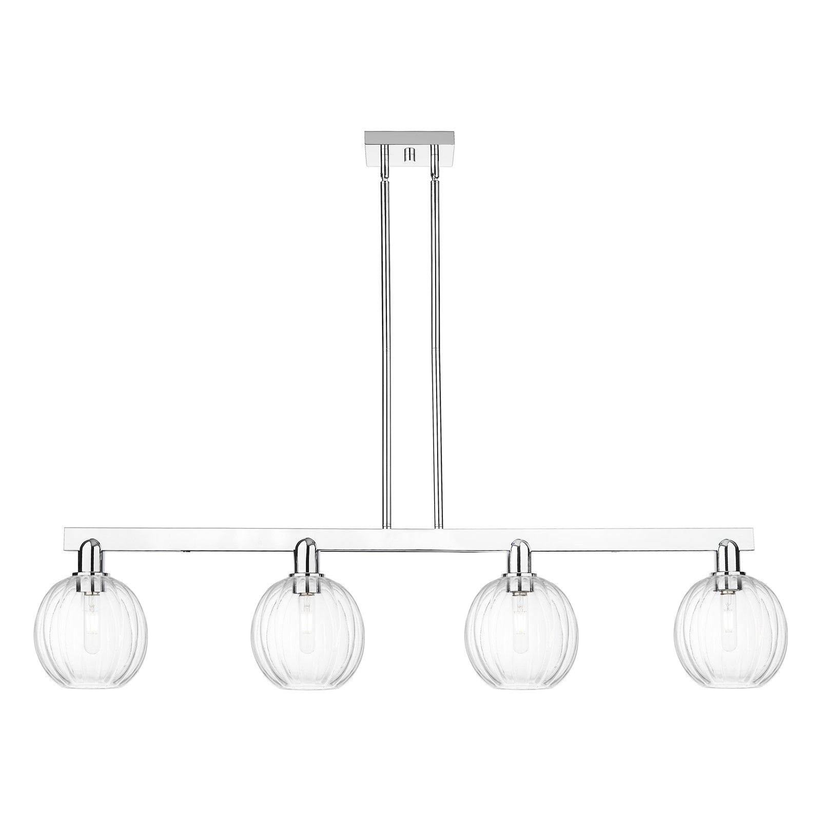 Innovations Preston Globe 50in 4-Light Island Light | Industrial Polished Chrome and Clear Glass | Kitchen Island & Dining Room | Model 716-4I-PC-G458-7CL