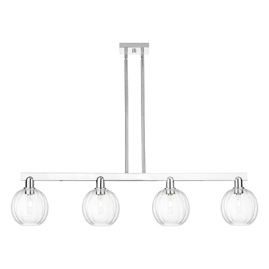 Innovations Preston Globe 50in 4-Light Island Light | Industrial Polished Chrome and Clear Glass | Kitchen Island & Dining Room | Model 716-4I-PC-G458-7CL