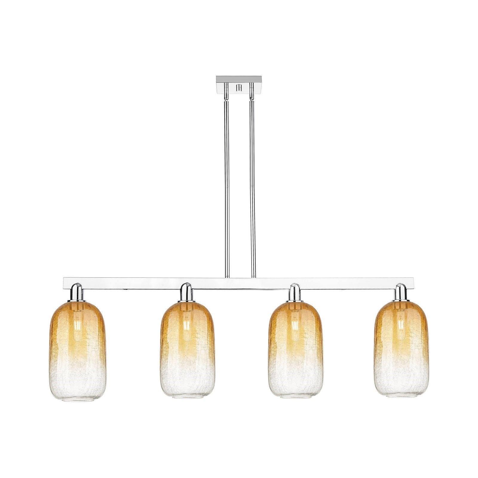 Innovations Brookhaven Cloche 50in 4-Light Island Light | Industrial Polished Chrome and Amber Glass | Kitchen Island | Model 716-4I-PC-G482-7AM