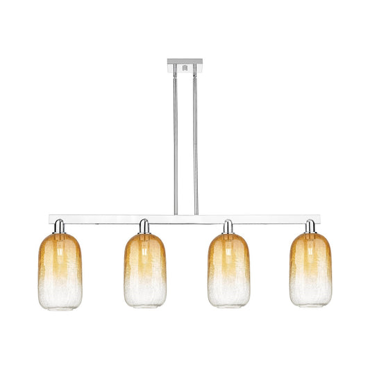 Innovations Brookhaven Cloche 50in 4-Light Island Light | Industrial Polished Chrome and Amber Glass | Kitchen Island | Model 716-4I-PC-G482-7AM