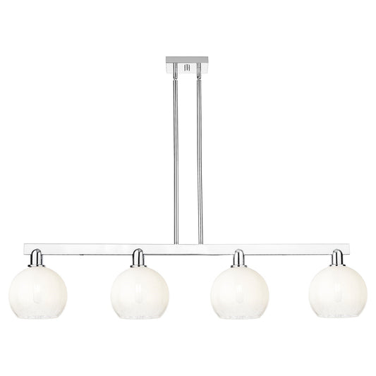 Innovations Brookhaven Globe 50.75in 4-Light Island Light | Industrial Polished Chrome and Opal Glass | Kitchen Island & Dining | Model 716-4I-PC-G483-8OP