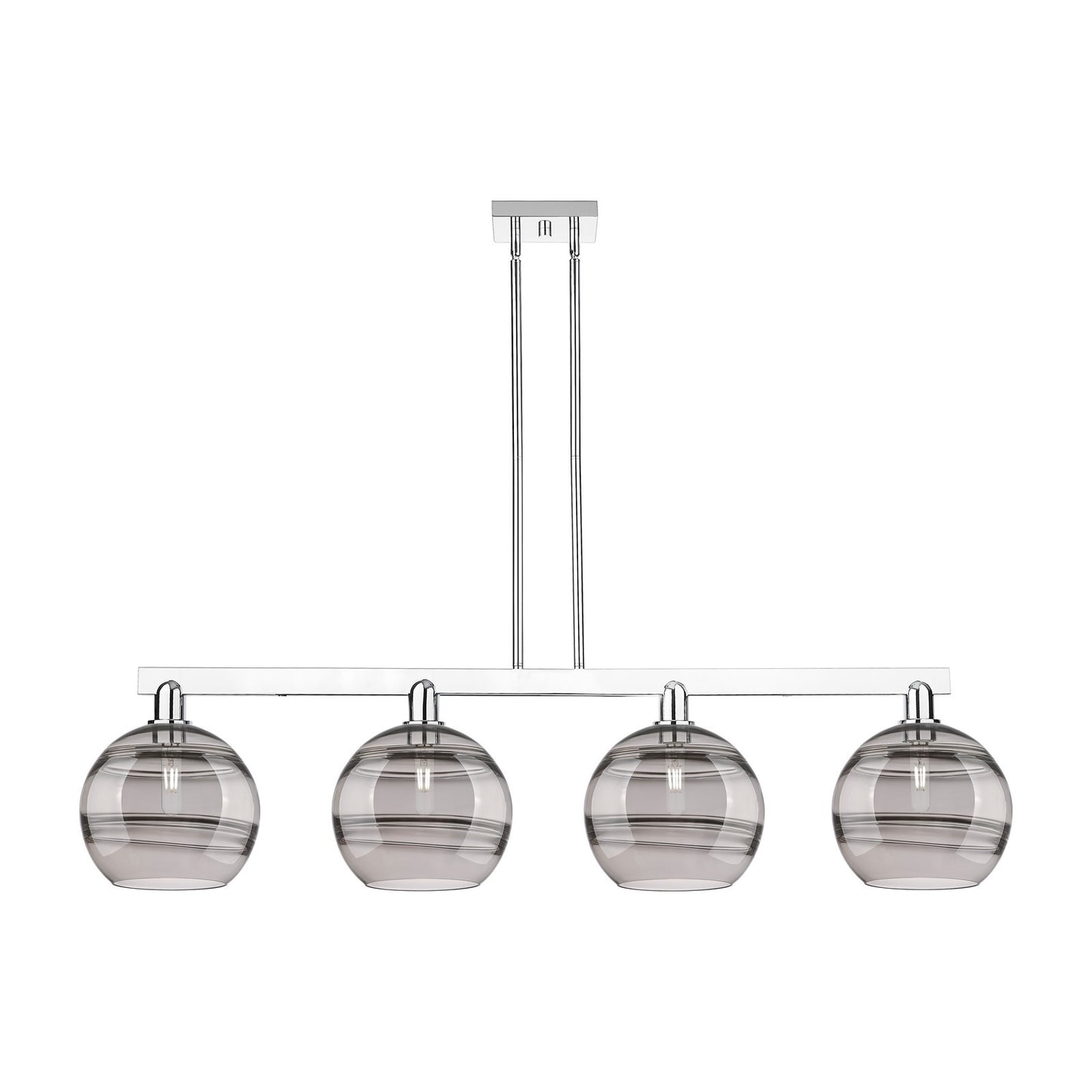 Innovations Rochester 53in 4-Light Island Light | Industrial Polished Chrome and Light Smoke Glass | Kitchen Island & Dining | Model 716-4I-PC-G556-10SM