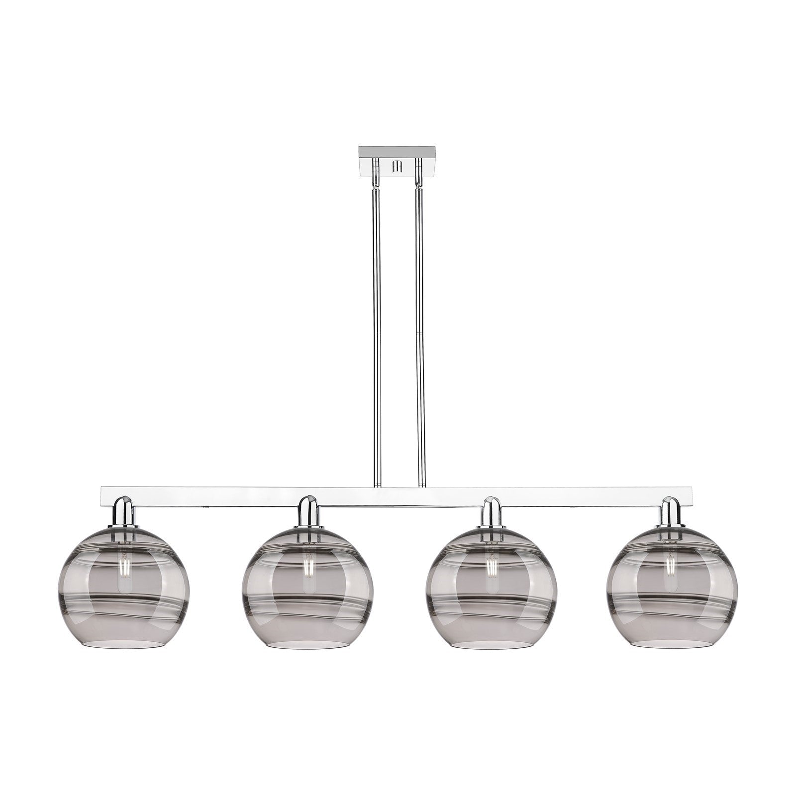 Innovations Rochester 53in 4-Light Island Light | Industrial Polished Chrome and Light Smoke Glass | Kitchen Island & Dining | Model 716-4I-PC-G556-10SM