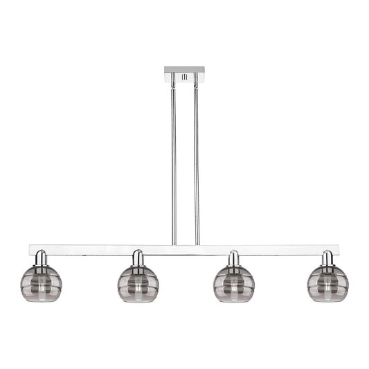 Innovations Rochester 49in 4-Light Island Light | Industrial Polished Chrome and Light Smoke Glass | Kitchen Island & Dining | Model 716-4I-PC-G556-6SM