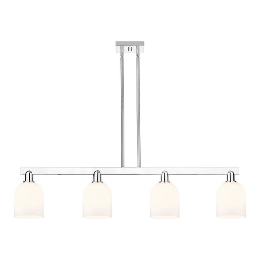 Innovations Bella 48in 4-Light Island Light | Industrial Polished Chrome and White Glass | Kitchen Island & Dining Room | Model 716-4I-PC-G558-6GWH