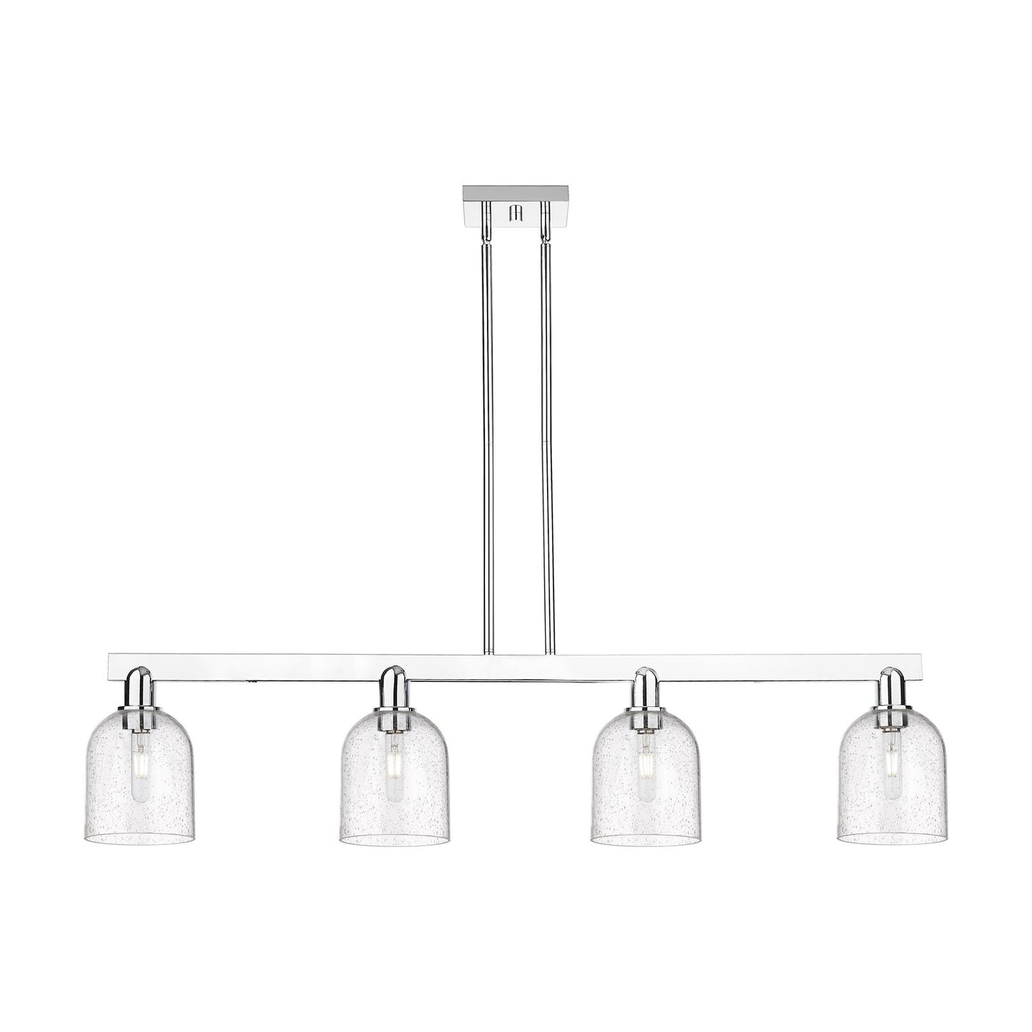 Innovations Bella 48in 4-Light Island Light | Industrial Polished Chrome Steel and Seedy Glass | Kitchen Island & Dining Room | Model 716-4I-PC-G558-6SDY