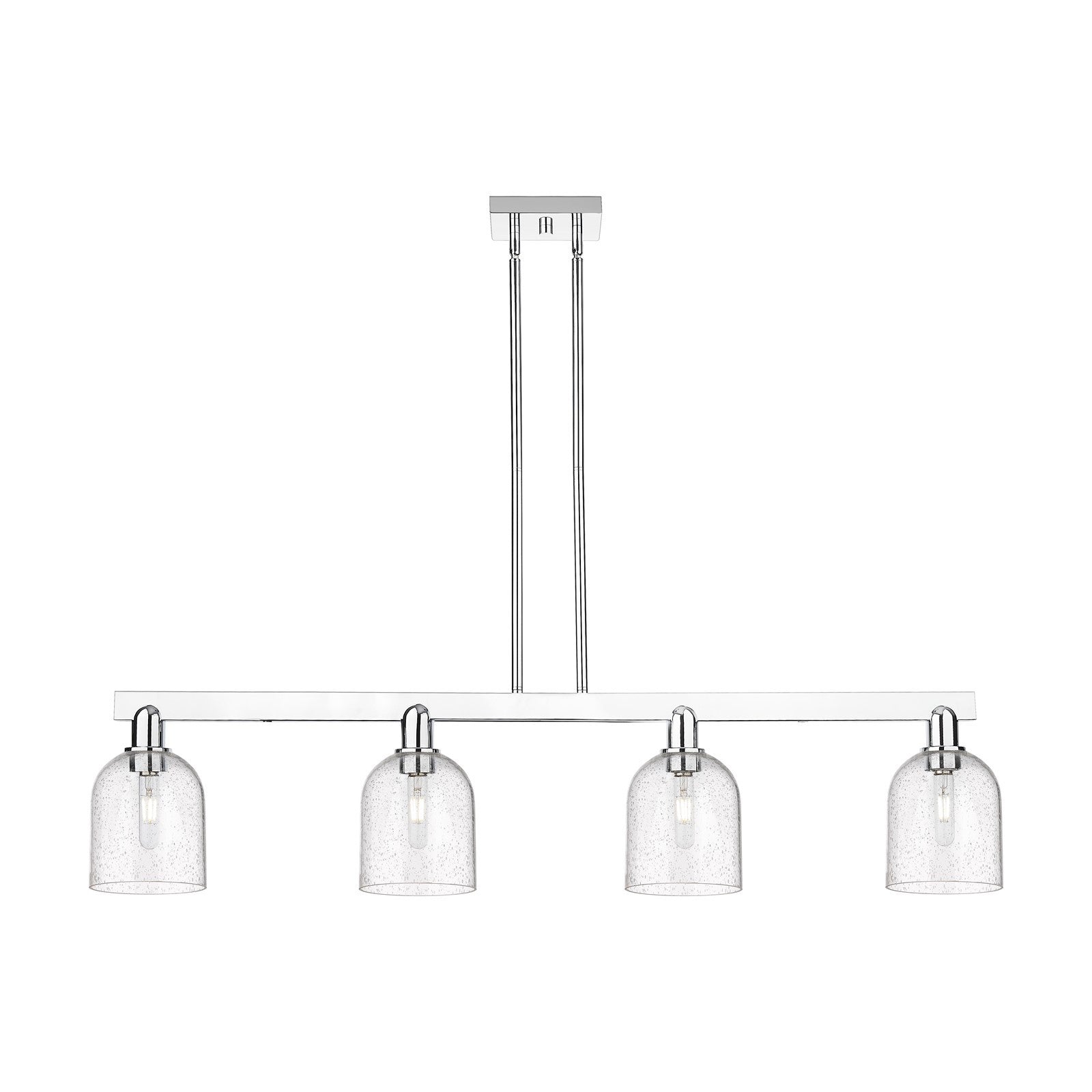 Innovations Bella 48in 4-Light Island Light | Industrial Polished Chrome Steel and Seedy Glass | Kitchen Island & Dining Room | Model 716-4I-PC-G558-6SDY