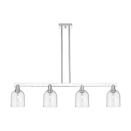 Innovations Bella 48in 4-Light Island Light | Industrial Polished Chrome Steel and Seedy Glass | Kitchen Island & Dining Room | Model 716-4I-PC-G558-6SDY