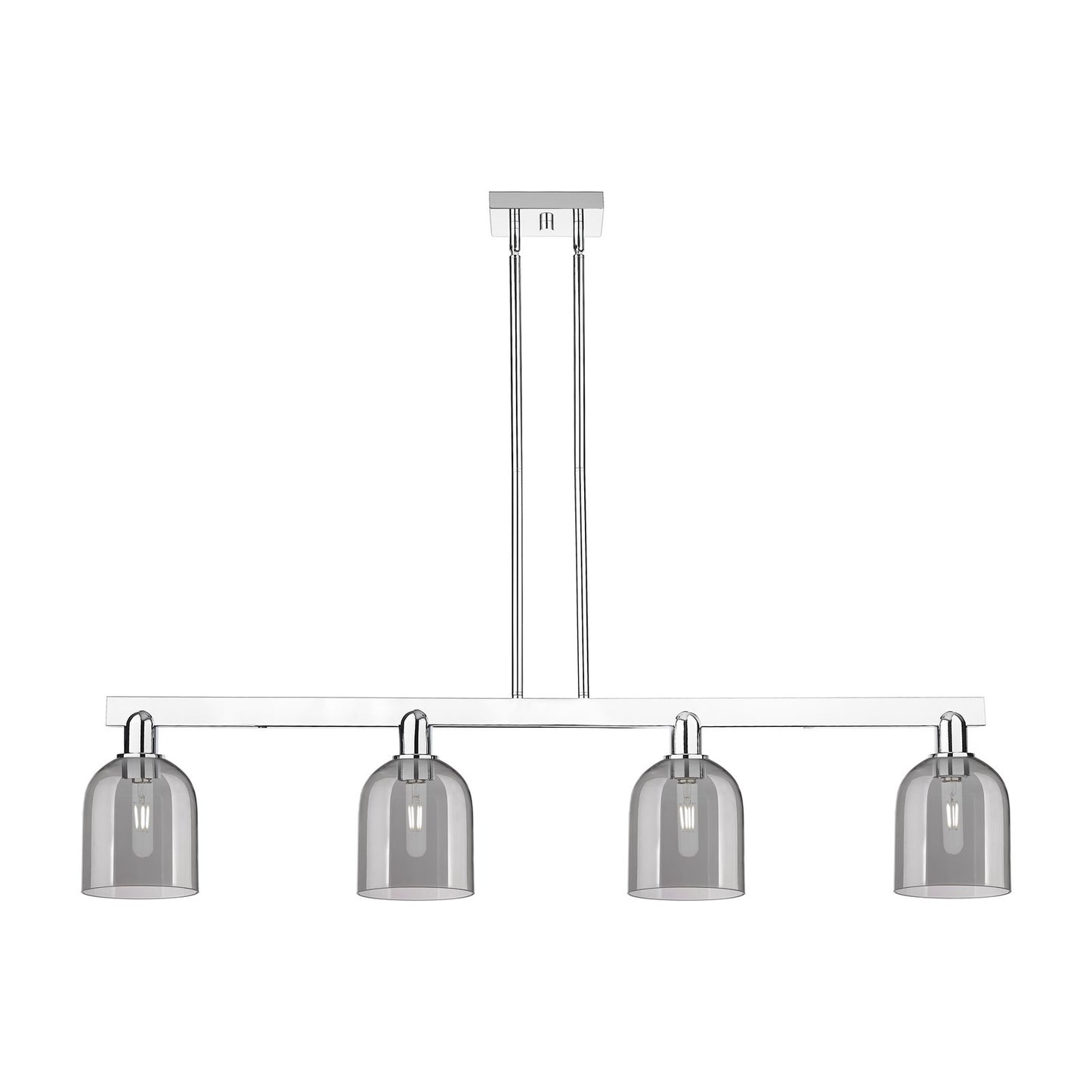 Innovations Bella 48in 4-Light Island Light | Industrial Polished Chrome and Light Smoke Glass | Kitchen Island & Dining Room | Model 716-4I-PC-G558-6SM