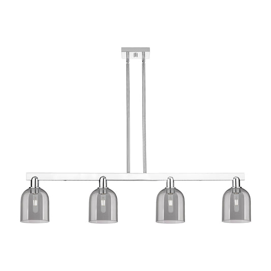 Innovations Bella 48in 4-Light Island Light | Industrial Polished Chrome and Light Smoke Glass | Kitchen Island & Dining Room | Model 716-4I-PC-G558-6SM