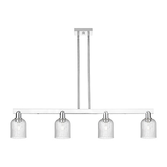 Innovations Bridal Veil 48in 4-Light Island Light | Industrial Polished Chrome and Seedy Glass | Kitchen Island & Dining Room | Model 716-4I-PC-G559-5SDY