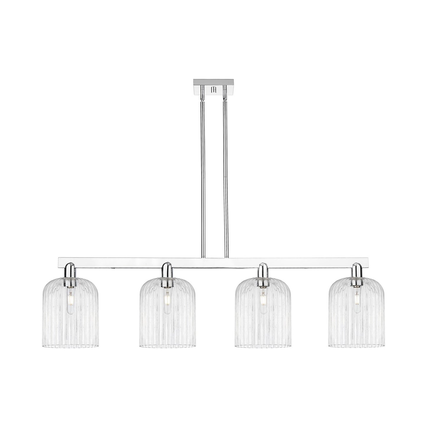 Innovations Bridal Veil 51in 4-Light Island Light | Industrial Polished Chrome Steel and Clear Ribbed Glass | Kitchen Island & | Model 716-4I-PC-G559-8CL