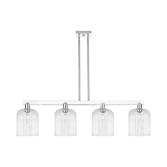 Innovations Bridal Veil 51in 4-Light Island Light | Industrial Polished Chrome Steel and Clear Ribbed Glass | Kitchen Island & | Model 716-4I-PC-G559-8CL