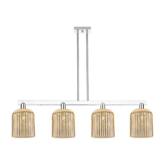 Innovations Bridal Veil 51in 4-Light Island Light | Industrial Polished Chrome and Mercury Ribbed Glass | Kitchen Island & | Model 716-4I-PC-G559-8ME