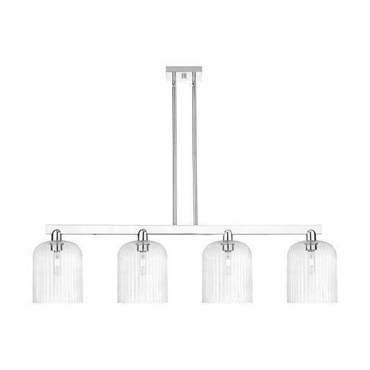 Innovations Bridal Veil 51in 4-Light Island Light | Industrial Polished Chrome and Seedy Ribbed Glass | Kitchen Island & | Model 716-4I-PC-G559-8SDY