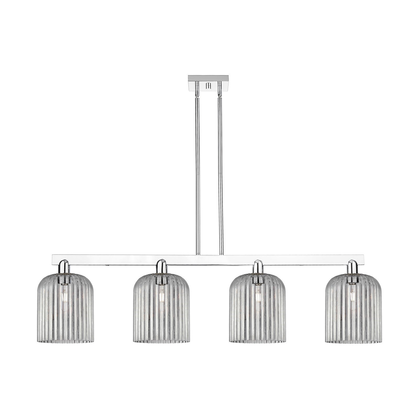 Innovations Bridal Veil 51in 4-Light Island Light | Industrial Polished Chrome and Light Smoke Ribbed Glass | Kitchen Island & | Model 716-4I-PC-G559-8SM