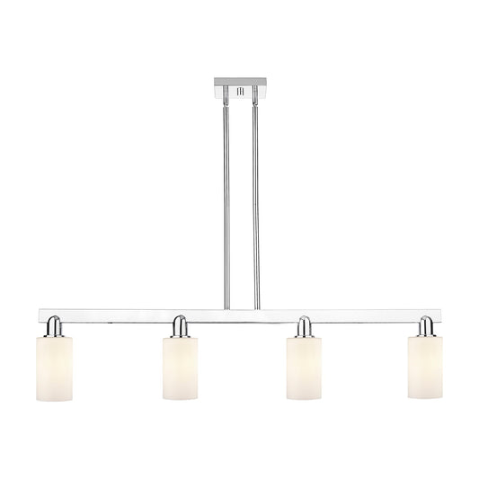 Innovations Clymer 47in 4-Light Island Light | Industrial Polished Chrome and Matte White Glass | Kitchen Island & Dining Room | Model 716-4I-PC-G801