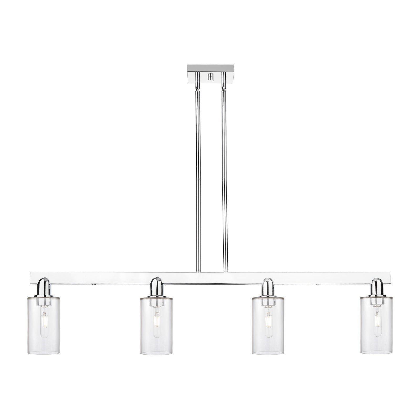 Innovations Clymer 47in 4-Light Island Light | Industrial Polished Chrome and Clear Glass | Kitchen Island | 46.62 x 9.75 in | Model 716-4I-PC-G802