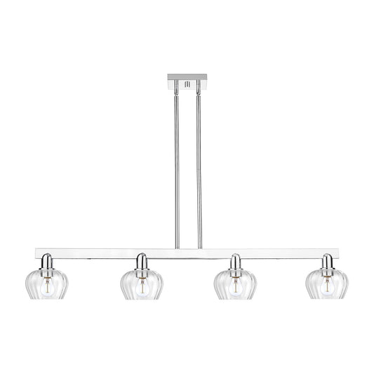 Innovations Fenton 49in 4-Light Island Light | Industrial Polished Chrome Steel and Clear Ribbed Glass | Kitchen Island & Dining | Model 716-4I-PC-G92