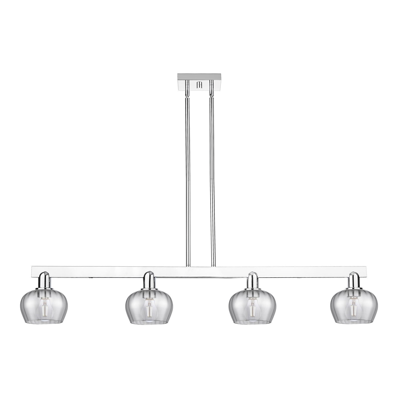 Innovations Fenton 49in 4-Light Island Light | Industrial Polished Chrome and Light Smoke Ribbed Glass | Kitchen Island & Dining | Model 716-4I-PC-G93