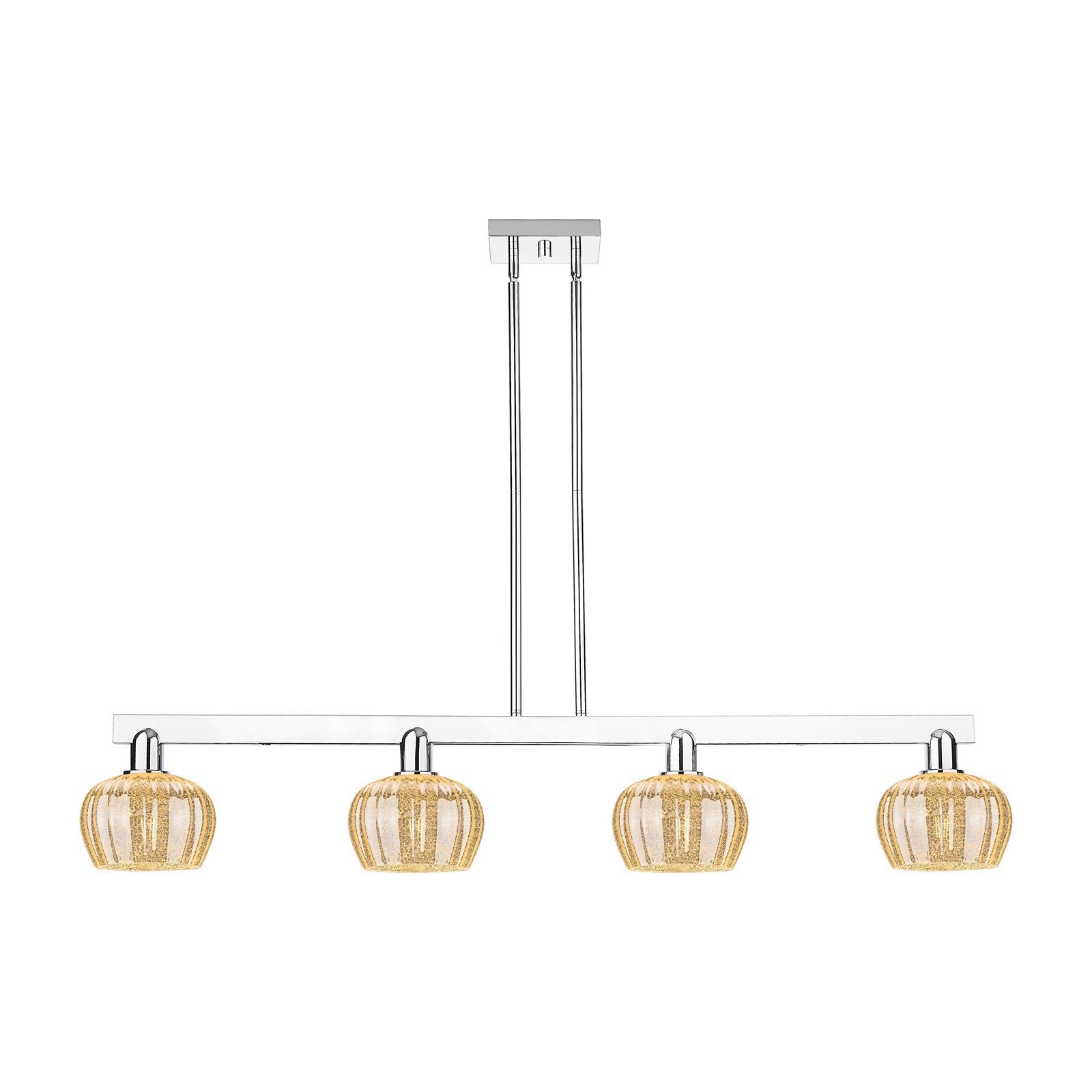 Innovations Fenton 49in 4-Light Island Light | Industrial Polished Chrome and Mercury Ribbed Glass | Kitchen Island & Dining Room | Model 716-4I-PC-G96