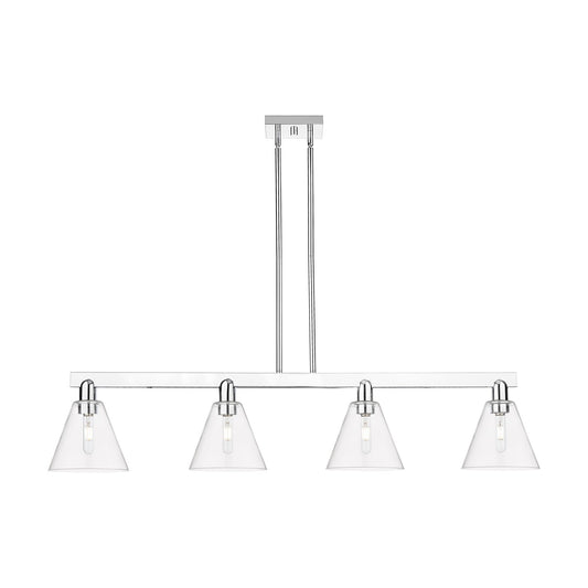 Innovations Berkshire Glass 51in 4-Light Island Light | Industrial Polished Chrome and Clear Glass | Kitchen Island & Dining Room | Model 716-4I-PC-GBC-82