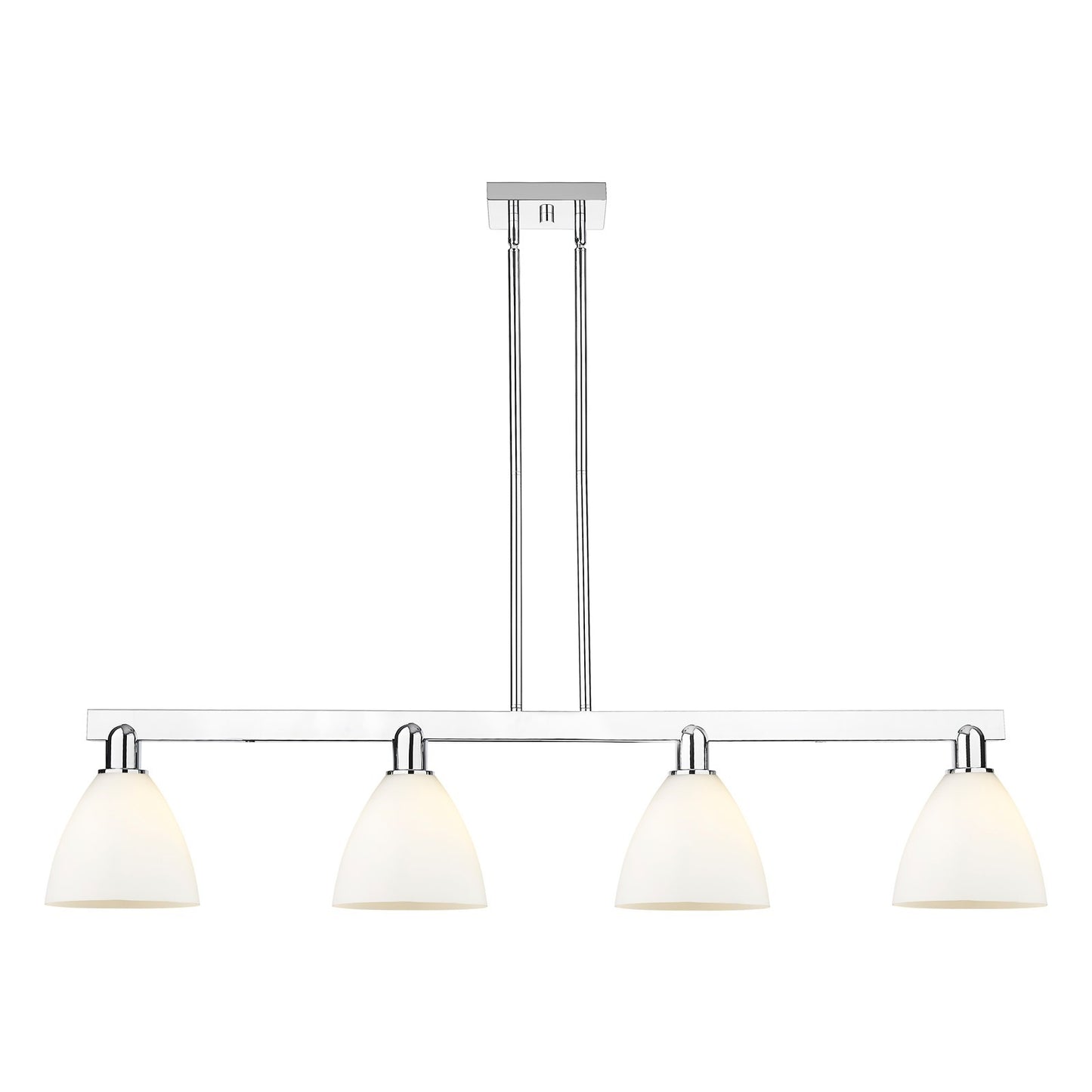 Innovations Bristol 50in 4-Light Island Light | Industrial Polished Chrome and Matte White Glass | Kitchen Island & Dining Room | Model 716-4I-PC-GBD-751