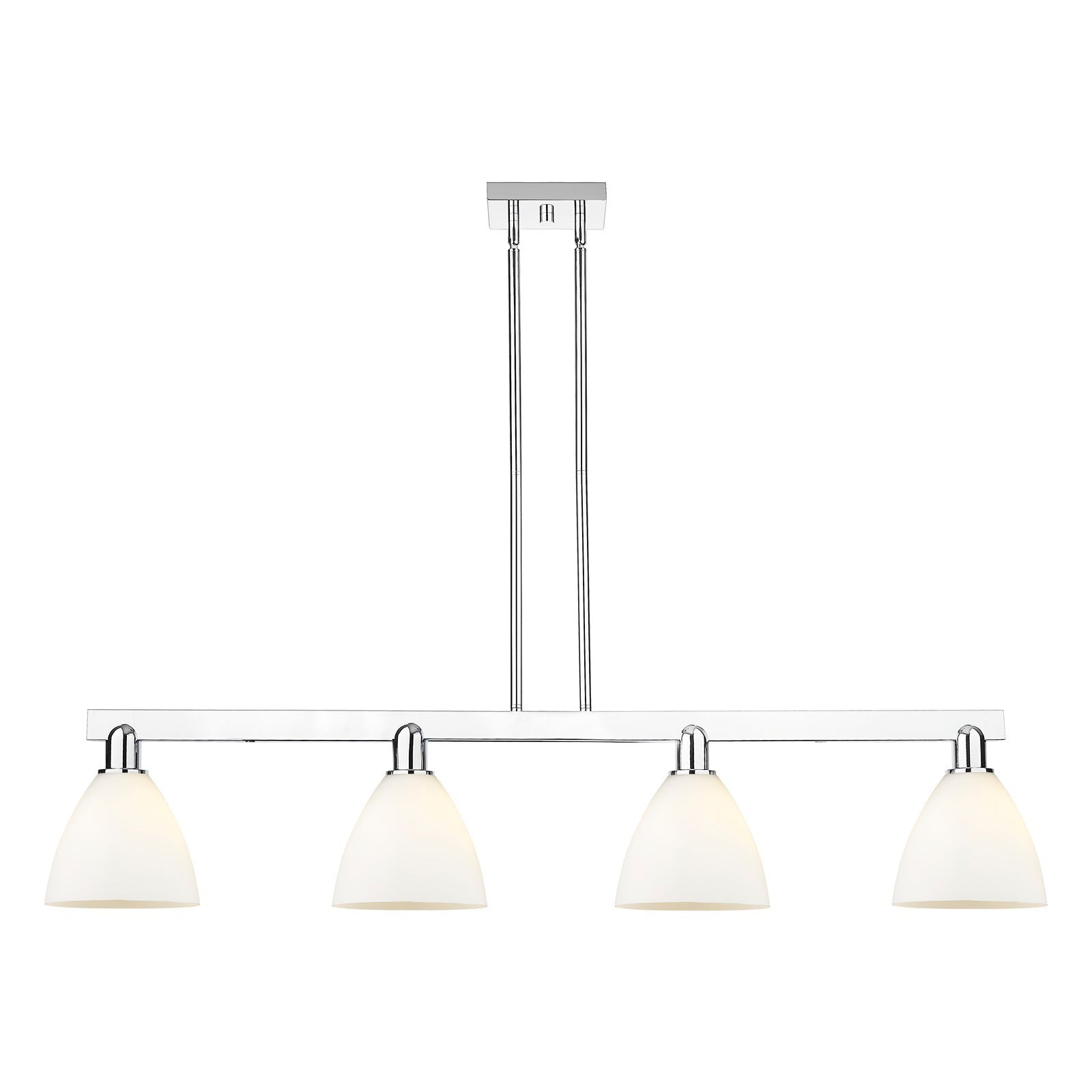 Innovations Bristol 50in 4-Light Island Light | Industrial Polished Chrome and Matte White Glass | Kitchen Island & Dining Room | Model 716-4I-PC-GBD-751