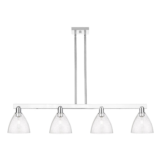 Innovations Bristol 50.25in 4-Light Island Light | Industrial Polished Chrome Steel and Seedy Glass | Kitchen Island & Dining | Model 716-4I-PC-GBD-754