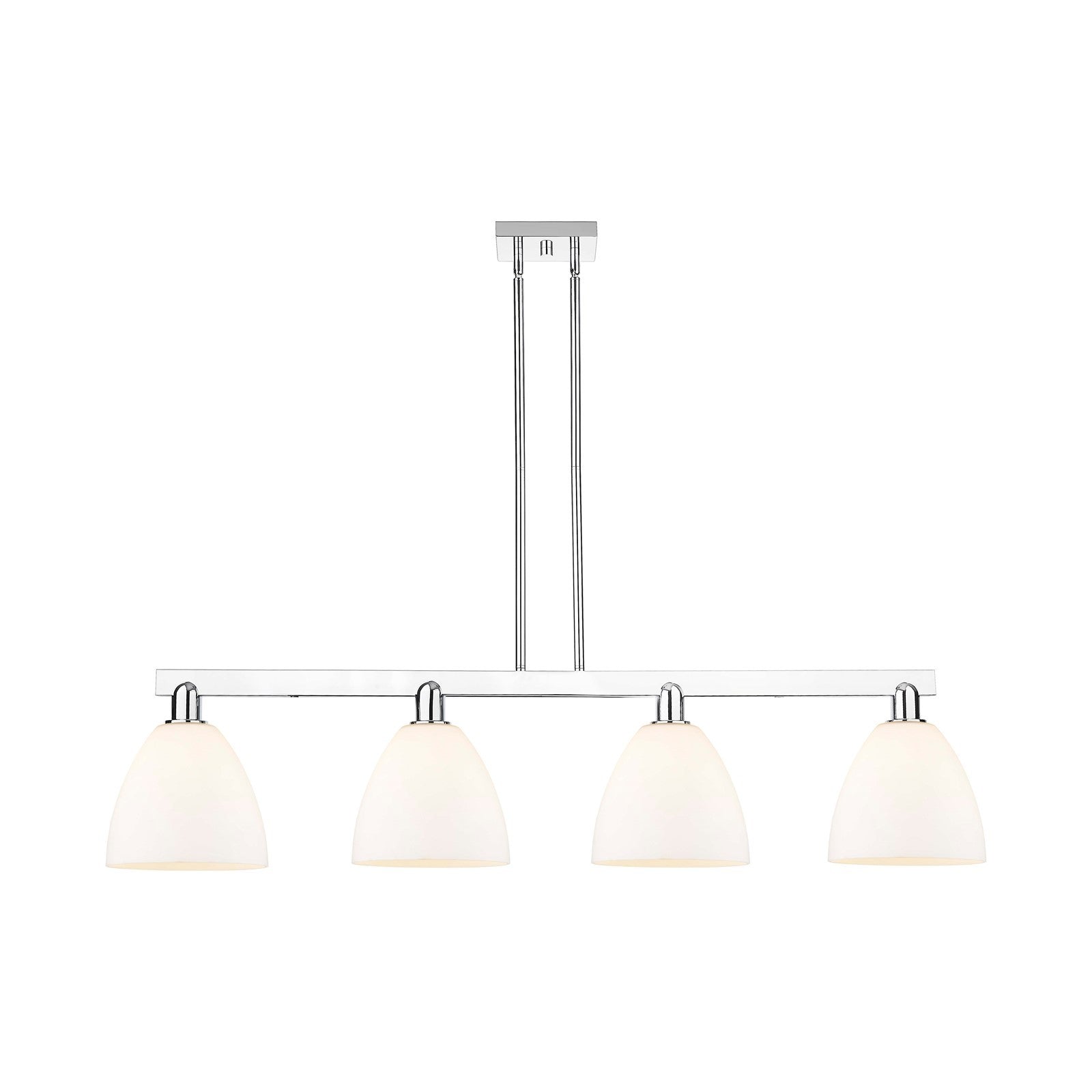 Innovations Bristol 52in 4-Light Island Light | Industrial Polished Chrome and Matte White Glass | Kitchen Island & Dining Room | Model 716-4I-PC-GBD-91