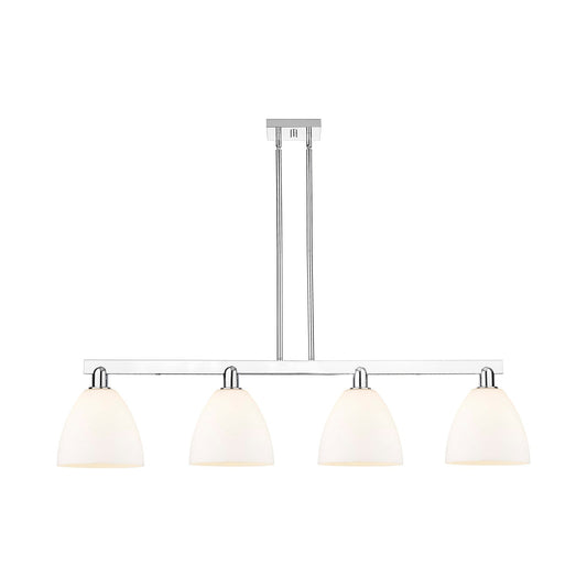 Innovations Bristol 52in 4-Light Island Light | Industrial Polished Chrome and Matte White Glass | Kitchen Island & Dining Room | Model 716-4I-PC-GBD-91
