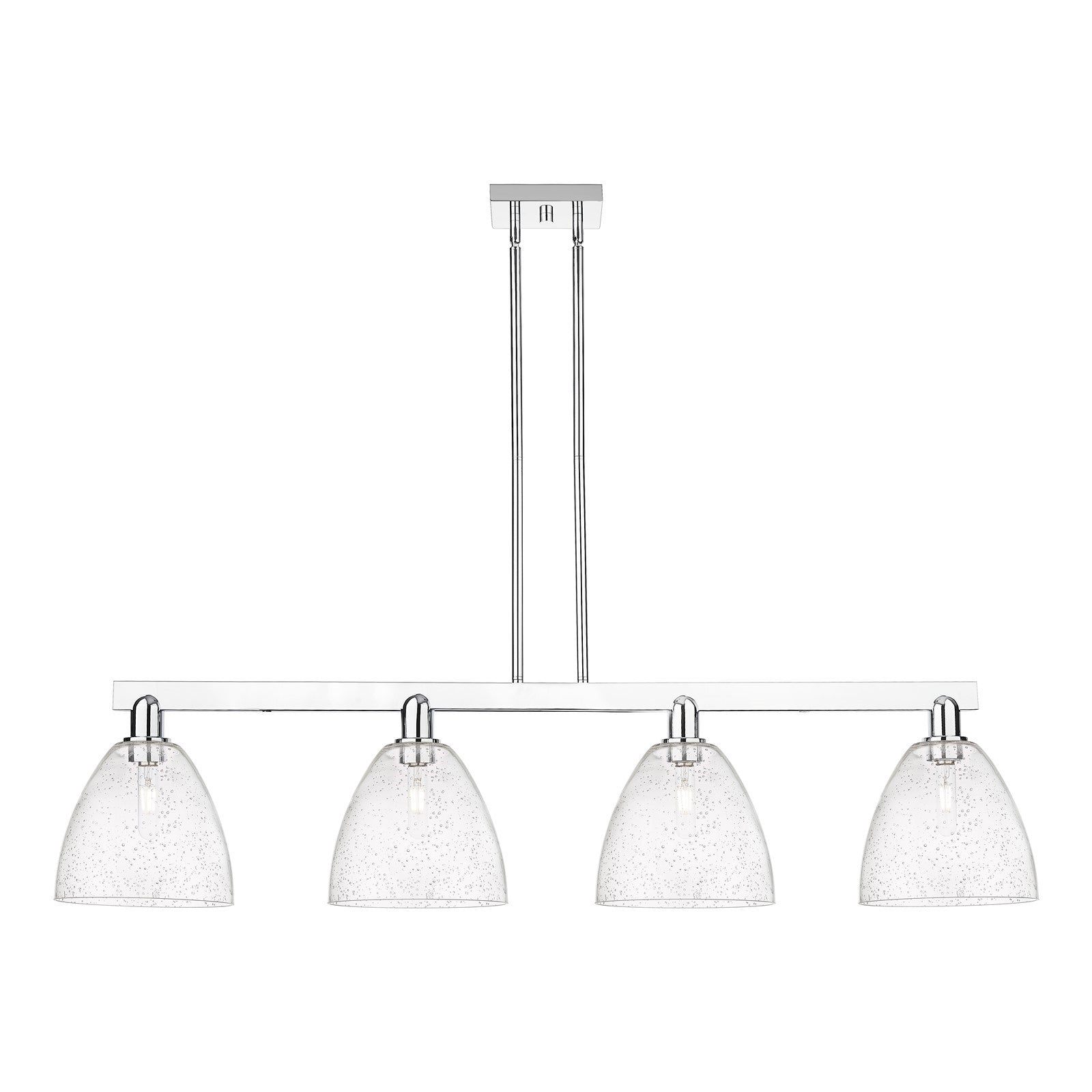 Innovations Bristol 52in 4-Light Island Light | Industrial Polished Chrome Steel and Seedy Glass | Kitchen Island & Dining Room | Model 716-4I-PC-GBD-94