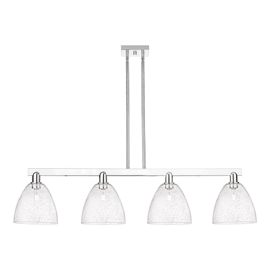 Innovations Bristol 52in 4-Light Island Light | Industrial Polished Chrome Steel and Seedy Glass | Kitchen Island & Dining Room | Model 716-4I-PC-GBD-94