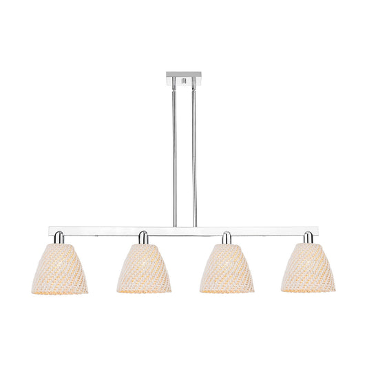 Innovations Bristol Natural 52in 4-Light Island Light | Industrial Polished Chrome and Natural Fiber Dome Shade | Kitchen | Model 716-4I-PC-NBD-9-NAT