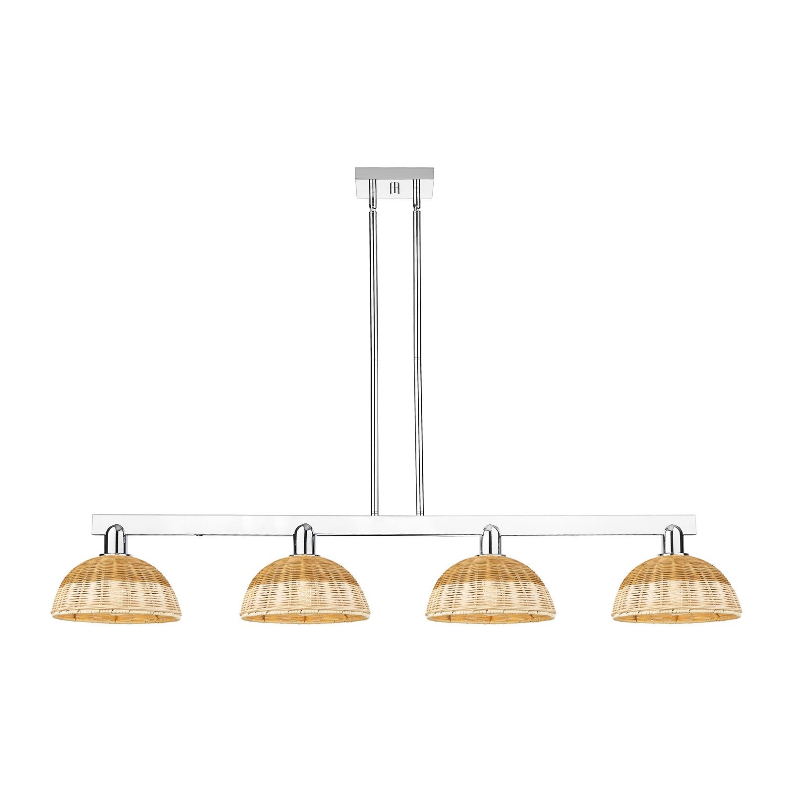 Innovations Bristol Natural II 52in 4-Light Island Light | Industrial Polished Chrome and Natural Fiber Shade | Kitchen | Model 716-4I-PC-NBD2-9-NAT