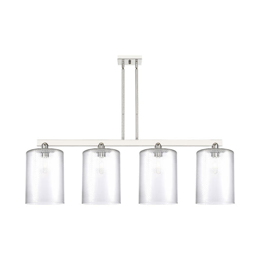 Innovations Cobbleskill 52in 4-Light Island Light | Industrial Polished Nickel Steel and Clear Glass | Kitchen Island & Dining | Model 716-4I-PN-G112-L