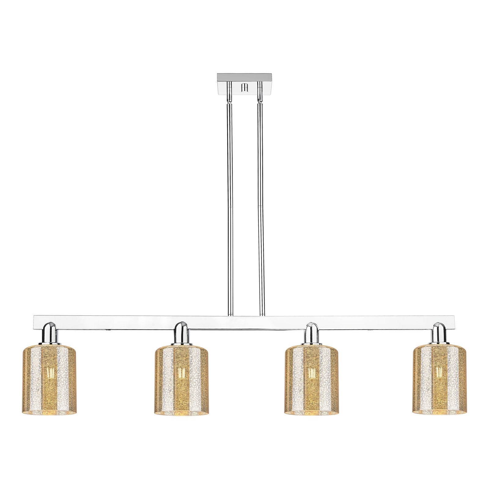 Innovations Cobbleskill 48in 4-Light Island Light | Industrial Polished Nickel Steel and Mercury Glass | Kitchen Island & Dining | Model 716-4I-PN-G116