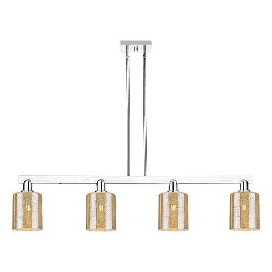 Innovations Cobbleskill 48in 4-Light Island Light | Industrial Polished Nickel Steel and Mercury Glass | Kitchen Island & Dining | Model 716-4I-PN-G116