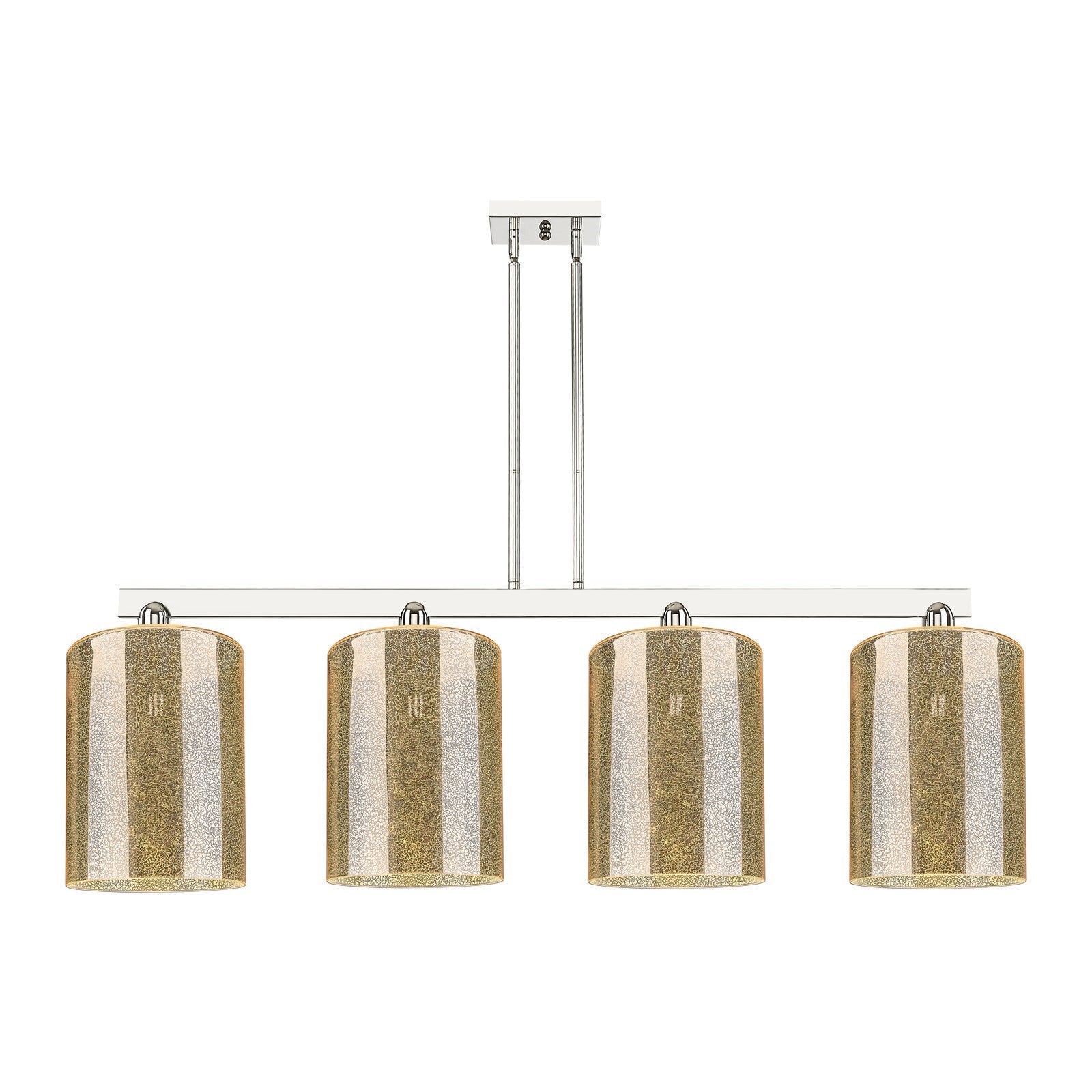 Innovations Cobbleskill 52in 4-Light Island Light | Industrial Polished Nickel Steel and Mercury Glass | Kitchen Island & Dining | Model 716-4I-PN-G116-L