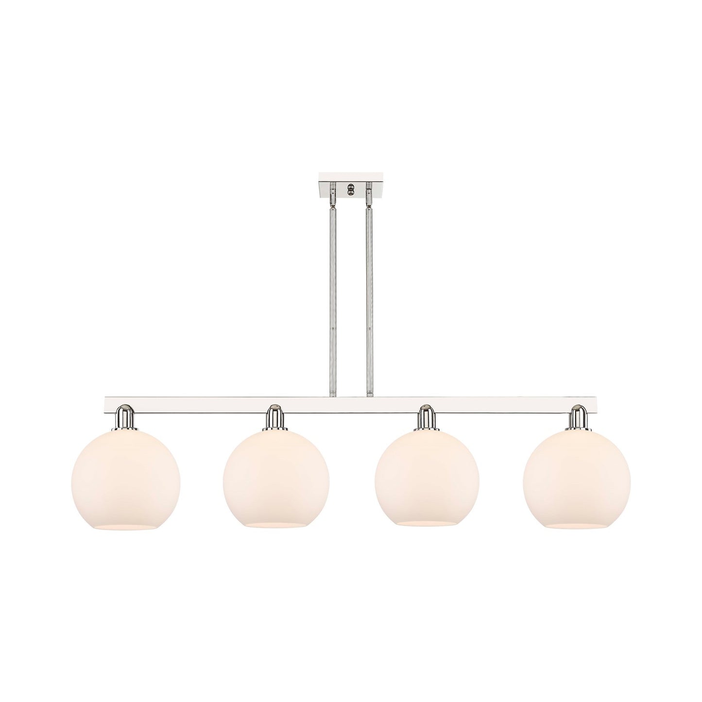 Innovations Athens 53in 4-Light Island Light | Industrial Polished Nickel and Matte White Glass | Kitchen Island & Dining Room | Model 716-4I-PN-G121-10