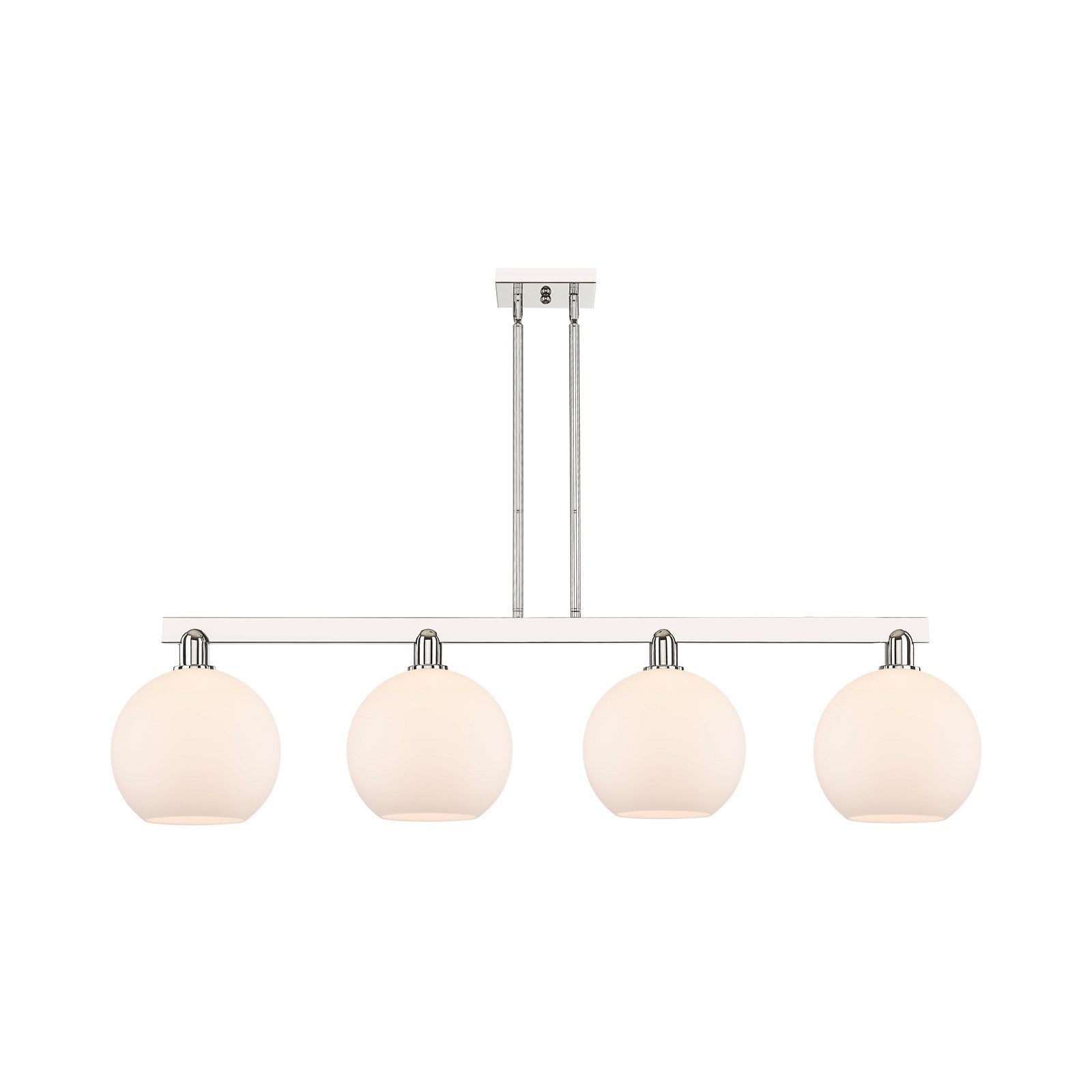 Innovations Athens 53in 4-Light Island Light | Industrial Polished Nickel and Matte White Glass | Kitchen Island & Dining Room | Model 716-4I-PN-G121-10