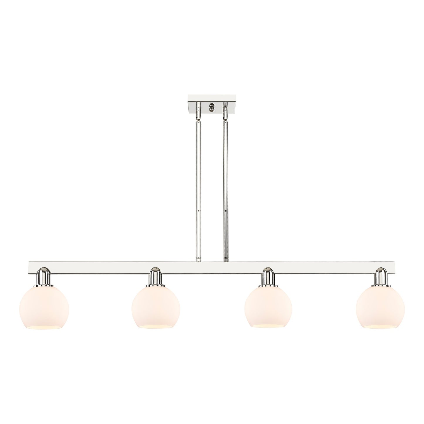 Innovations Athens 49in 4-Light Island Light | Industrial Polished Nickel and Matte White Glass | Kitchen Island & Dining Room | Model 716-4I-PN-G121-6