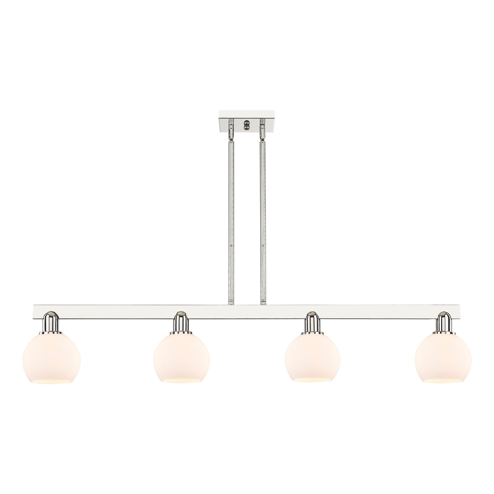 Innovations Athens 49in 4-Light Island Light | Industrial Polished Nickel and Matte White Glass | Kitchen Island & Dining Room | Model 716-4I-PN-G121-6