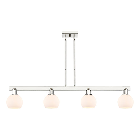 Innovations Athens 49in 4-Light Island Light | Industrial Polished Nickel and Matte White Glass | Kitchen Island & Dining Room | Model 716-4I-PN-G121-6