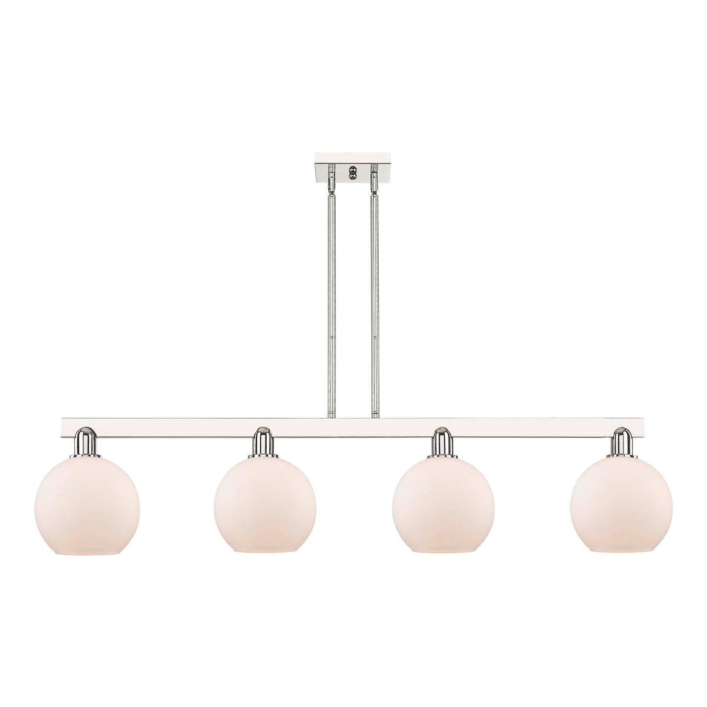 Innovations Athens 51in 4-Light Island Light | Industrial Polished Nickel and Matte White Glass | Kitchen Island & Dining Room | Model 716-4I-PN-G121-8
